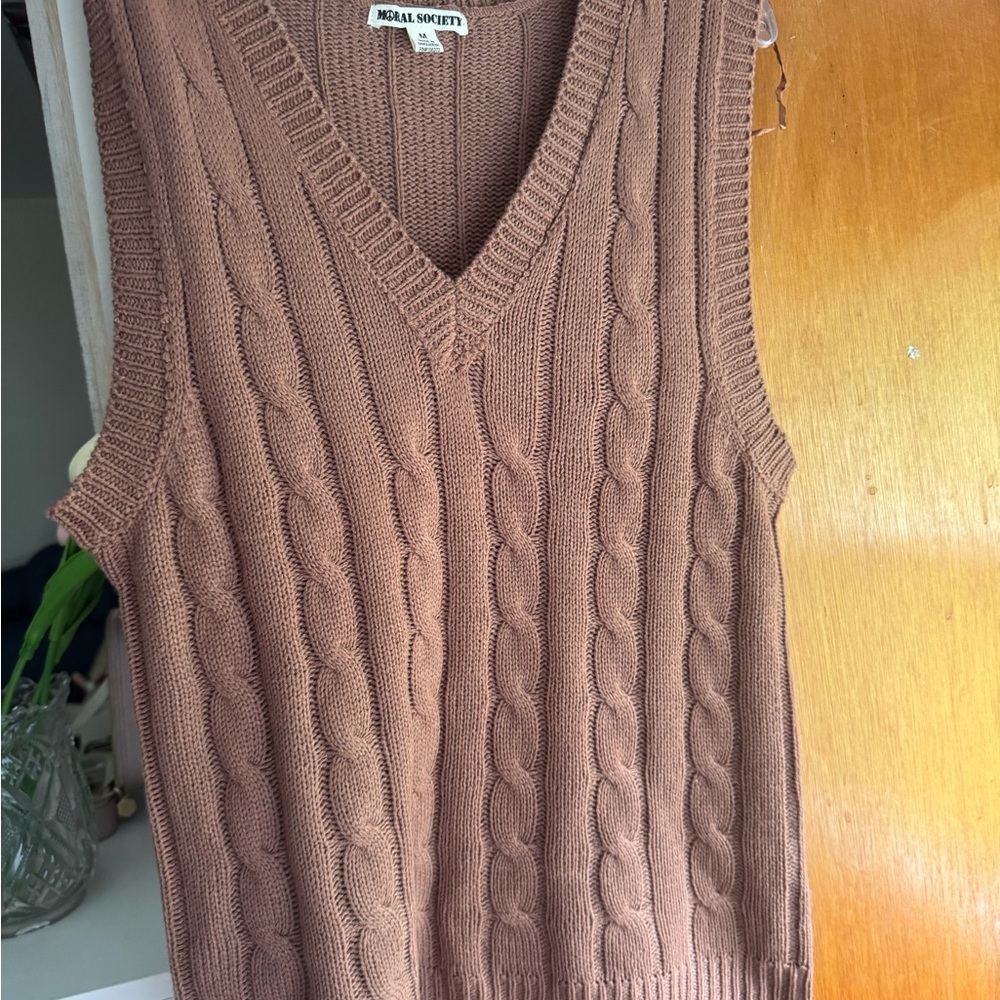 Moral Society Brown Cable Knit Vest